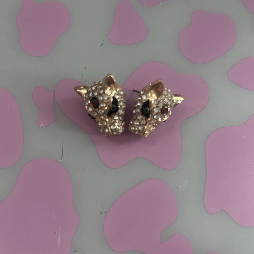 Kate Spade Gold and Black Leopard Earrings
